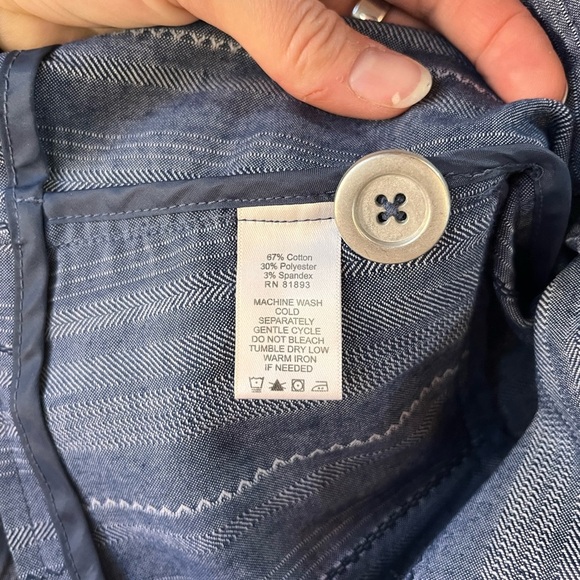 Motto Cropped Denim Vest Blouse Blue Embroidered Cap Short Sleeve Women’s M - Picture 8 of 8